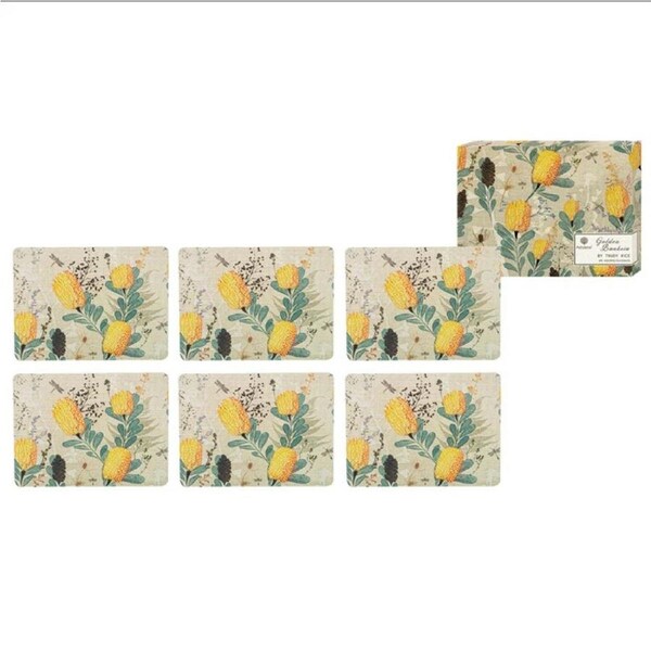 Ashdene Dining Kitchen Golden Banksia Set 6 Placemats 522309