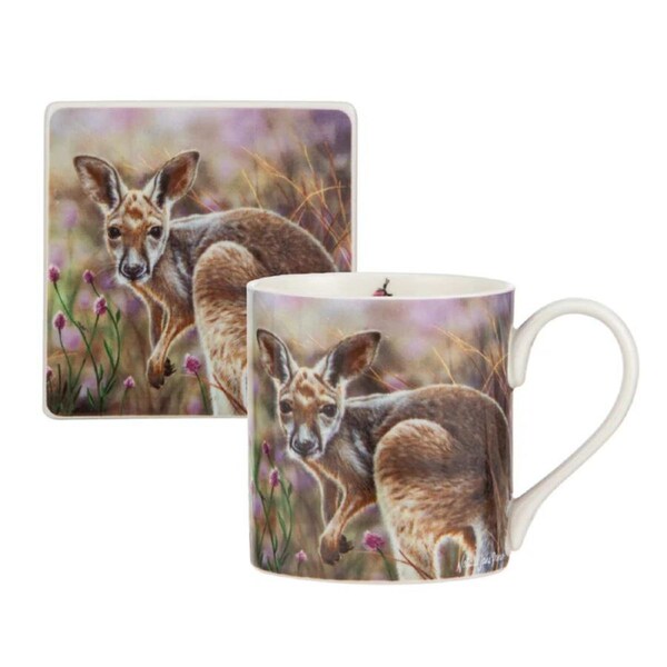 Ashdene Kitchen Tea Coffee Babies Bush Kangaroo Mug/Coaster Set 522344
