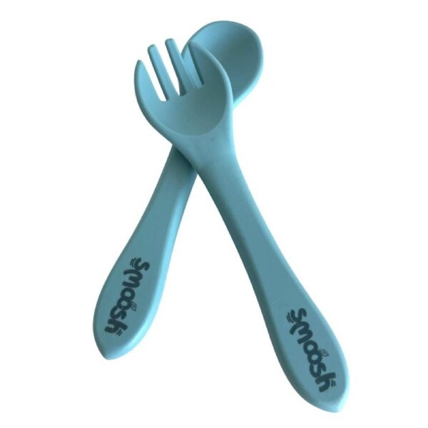 Smoosh Fork and Spoon Set - Teal