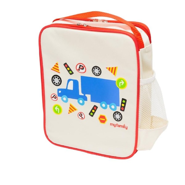 My Family Kids Lunch Bag – Insulated, Leakproof, Extra Roomy - Cars, Trucks, Traffic