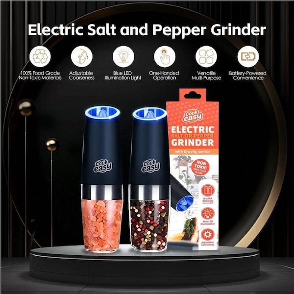 2 Pcs Gravity Sensor Electric Salt and Pepper Spice Grinder