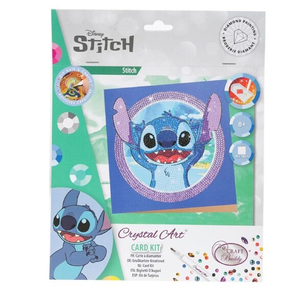 Craft Buddy Stitch Crystal Art Card 18x18cm DIY Arts & Craft Kit Kids 8y+