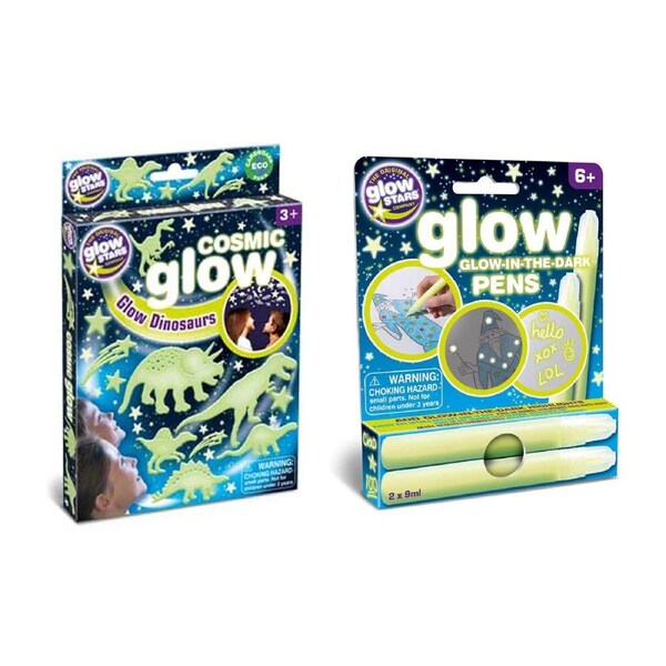 2pc Brainstorm Toys Cosmic Glow Dinosaurs and Glow-In-The-Dark Pens Set 6y+