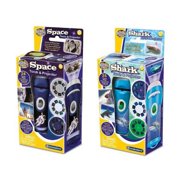 2pc Brainstorm Toys Shark and Space Torch & Projector Kids/Childrens Toy Set 3y+
