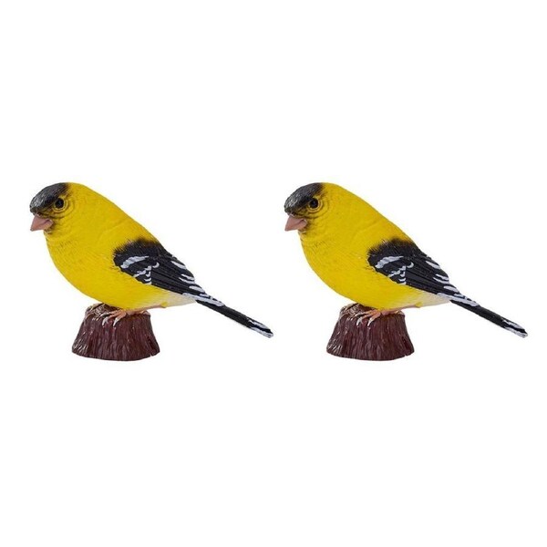 2PK Mojo American Goldfinch 2025 Figurine Bird Sculpture Toy Home Decor Yellow