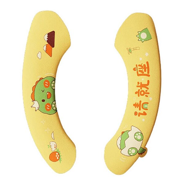 Toilet Seat Cushion Static Adsorption Waterproof Cute Cartoon Toilet Seat Cover for Home Bathroom Decor Large Size Light Yellow