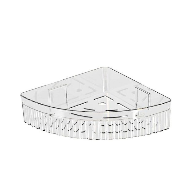 Shower Corner Caddy Plastic Corner Shower Shelf Wall Mounted Punch Free Shower Organizer for Bathroom Toilet Transparent Half Round Style