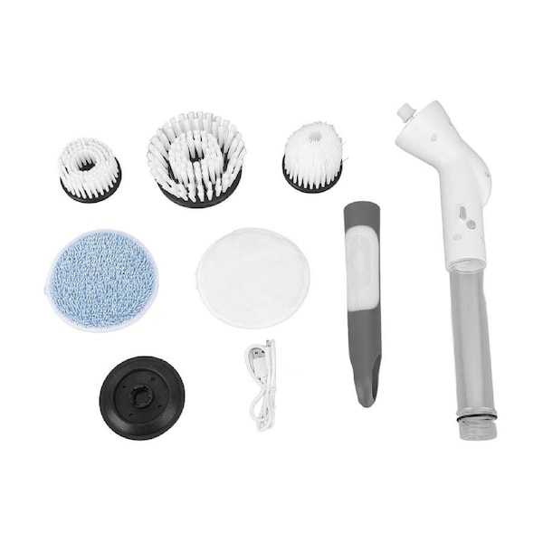 Electric Spin Scrubber Cordless Multifunctional Bathroom Long Handle Power Cleaning Brush with Replaceable Brush Heads