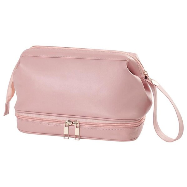 Double Layer Makeup Storage Bag PU Large Capacity Portable Cosmetic Bag for Essence Lotion Cream Perfume