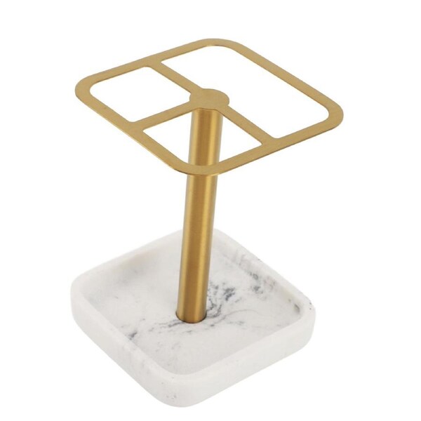 Toothbrush Holder Rustproof 304 Stainless Steel Toothpaste Storage Stand 3 Slots Space Saving Toothpaste Organizer for Bathroom Gold