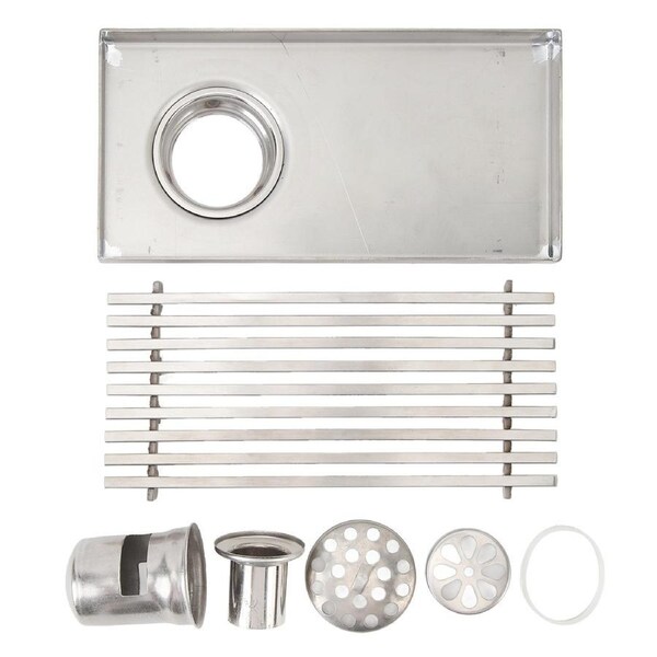 304 Stainless Steel Linear Shower Drain Thickened Lengthened 8 Inch Linear Shower Drain 20x10CM for 50MM Pipe Side Drain