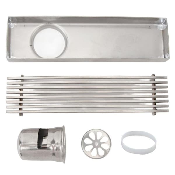 Linear Shower Drain with Grate 20cm Length 5.5cm Width Stainless Steel Rectangle Shower Floor Drain for 2.0in Pipe Bad Smell Prevention Side Drain