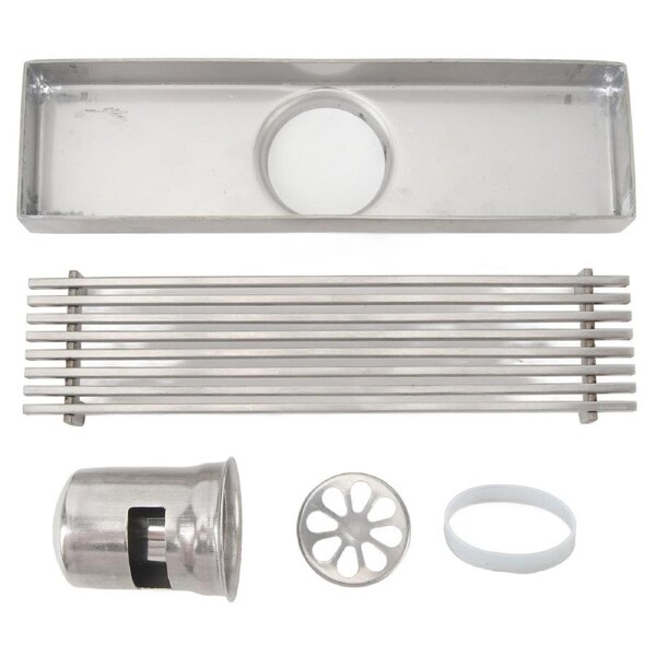 Linear Shower Drain with Grate 20cm Length 5.5cm Width Stainless Steel Rectangle Shower Floor Drain for 2.0in Pipe Bad Smell Prevention Center Drain