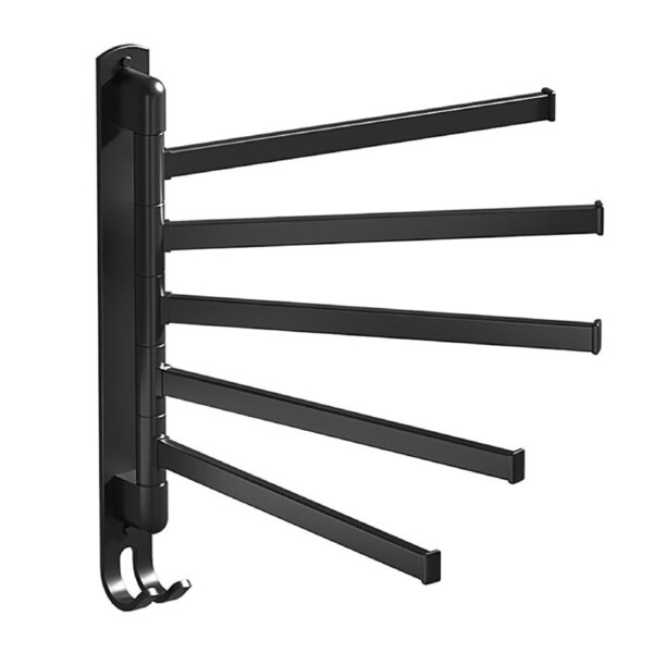 Swivel Towel Racks Stainless Steel Punch Free Wall Mount 5 Arms Rotation Towel Hanger Holder for Home