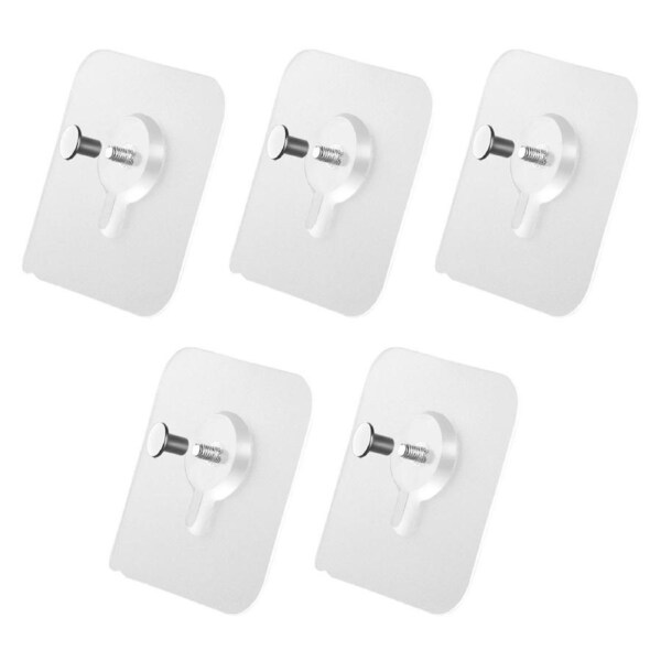 5pcs Screw Hook Sticker 8mm No Drilling Wall Mount Punch Free Adhesive Seamless Screws Nails for Hanging