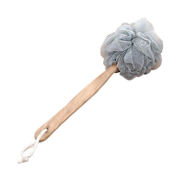 Long Handle Body Scruber Cleaning Bath Scrubber Bath Scrubbing Ball for Bathroom Shower Grey