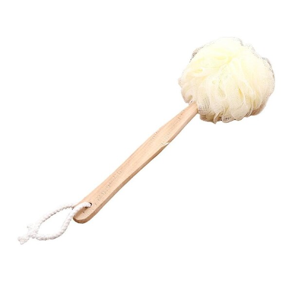 Long Handle Body Scruber Cleaning Bath Scrubber Bath Scrubbing Ball for Bathroom Shower White