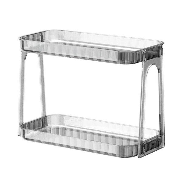 Cosmetic Storage Rack Double Layer Clear Detachable Modern Countertop Cosmetic Organizer for Dressing Table Transparent Color