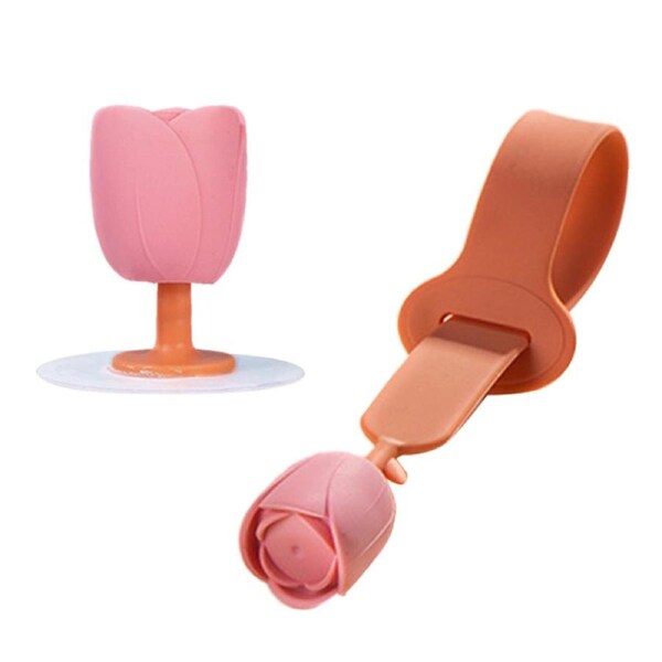 Toilet Lid Lifter Cute Tulip Durable Silicone Toilet Seat Cover Lift Handle Avoid Touching Pink