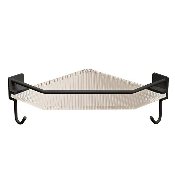 Corner Shower Caddy Bathroom Shower Organizer Acrylic Shower Shelf No Drilling Large Capacity for Bathroom Dorm Kitchen Triangle Black Single Layer with Hook