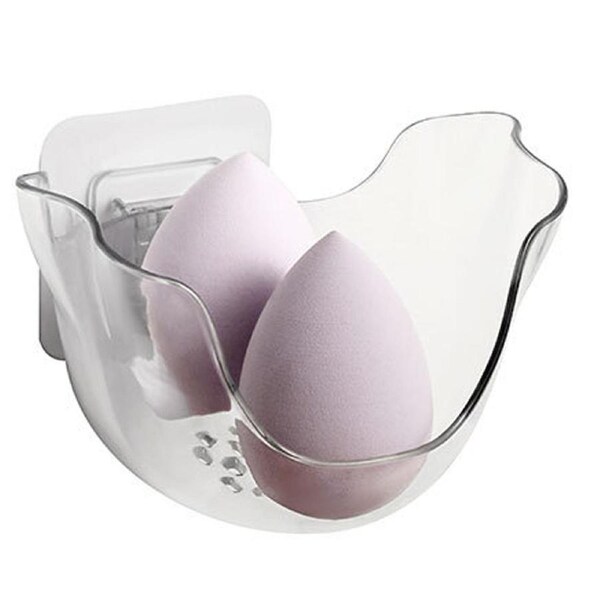 Powder Puff Storage Rack Transparent Plastic Makeup Sponge Holder Cosmetic Drying Container Stand
