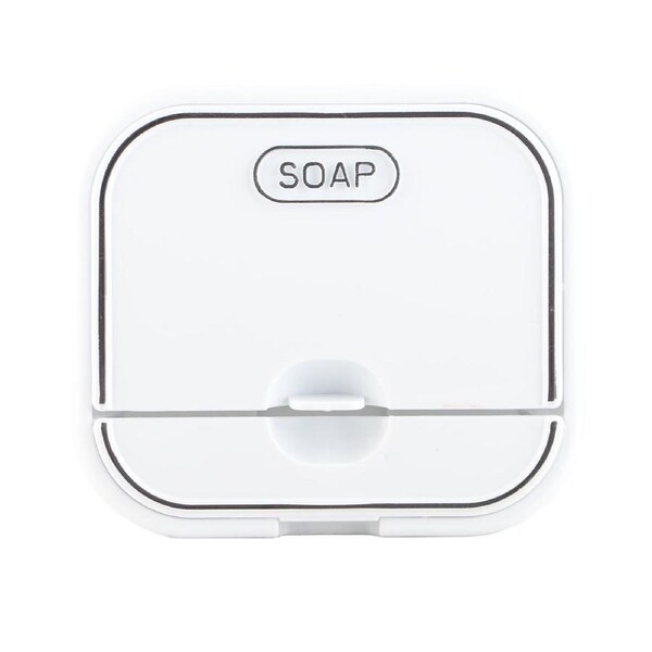Home Soap Box Non Perforated Wall Mounted Draining Soap Box Flip Cover Bathroom Soap Box White