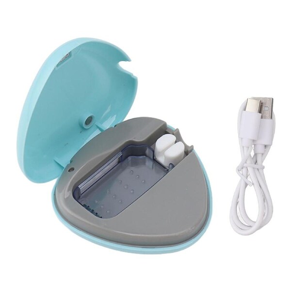 Toothbrush Sanitizer Portable Rechargeable Toothbrush Cleaner Holder Travel Home Toothbrush Case Blue
