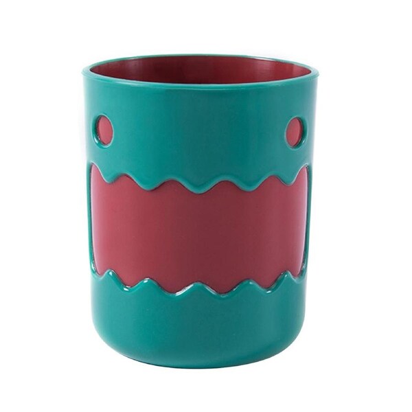 Cartoon Bathroom Toothbrush Cup Multi Functional Lovely Universal Kids Tooth Brushing Cup for Home Green