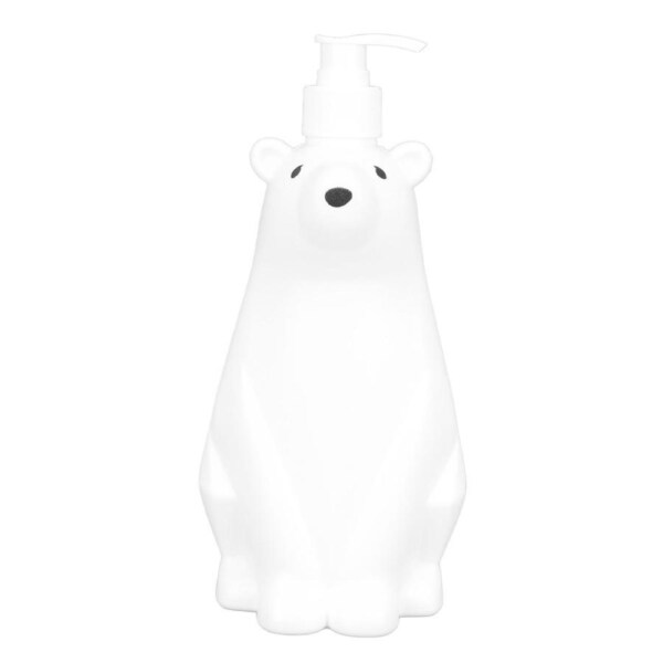 Shampoo Dispenser White Bear Style Pump Type Durable PP PE Widely Used Shower Bottles for Bathroom Washroom Toilet L(9.2x11.6in)