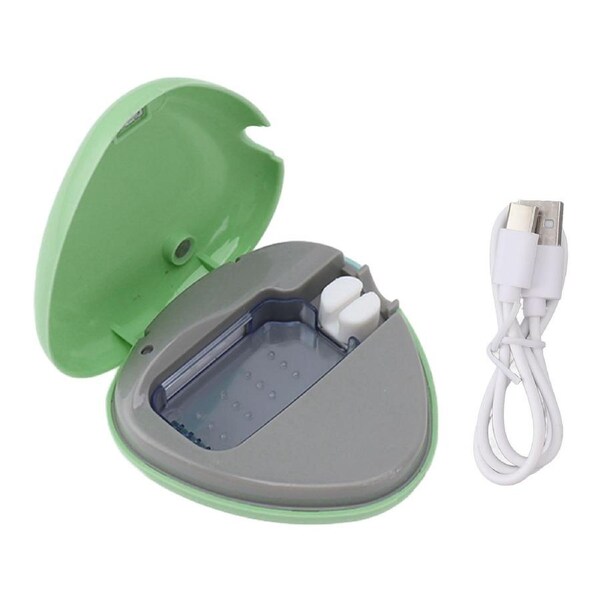 Toothbrush Sanitizer Portable Rechargeable Toothbrush Cleaner Holder Travel Home Toothbrush Case Green