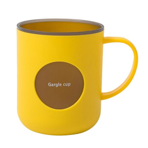 Toothbrush Cup Bathroom Cup Unbreakable Reusable Mouthwash Cups Drinking Cups with Handle Wide Mouth Yellow