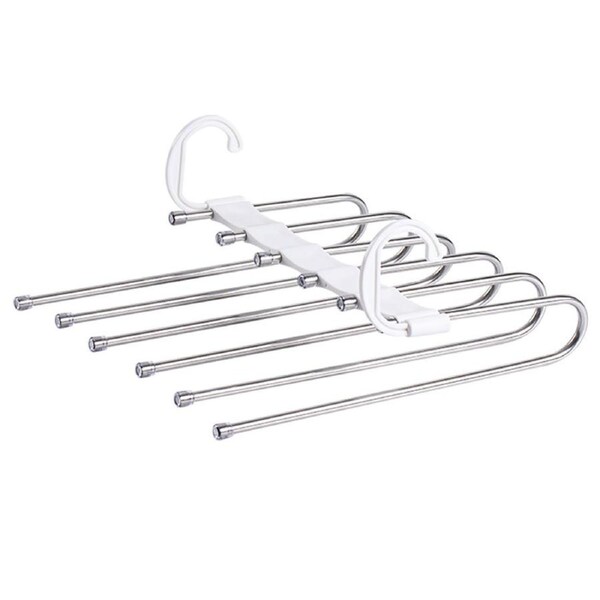 White Foldable Pants Rack Hanger Multifunctional Multi Layer Pants Folding Trouser Hanging Rack