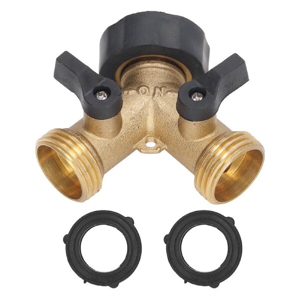 2 Way Ball Valve Durable Brass Plastic Valve Switch 3/4in Thread Brass Hose Splitter for Garden Watering Irrigation