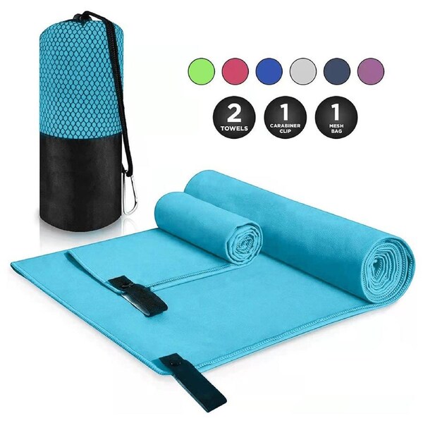 Microfiber Travel Towels Assorted Size Quick Dry Sweat Absorption Widely Used Bath Towel for Gym Sports Outdoor Light Blue