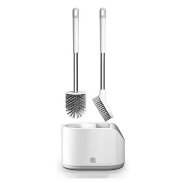 Long Handle Toilet Brush Soft Bristle 2 in 1 Ergonomic Handle Plastic Toilet Bowl Scrubber for Cleaning