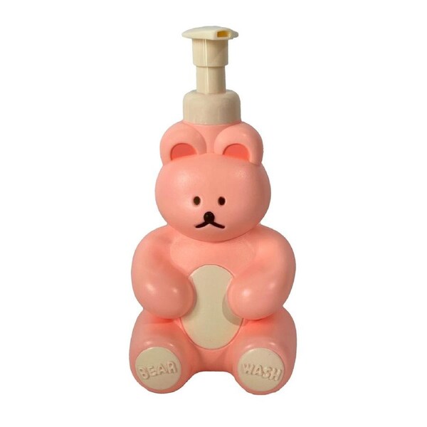 Foam Pump Bottle Cute Bear Shape Large Capacity Foaming Soap Dispenser Bottle for Facial Wash Body Wash Hand Soap Pink