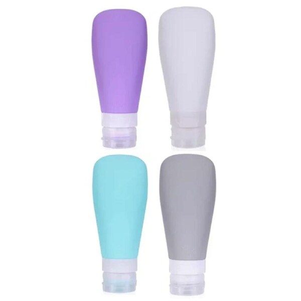 4pcs Silicone Travel Bottles Squeezable Refillable Toiletries Containers Silicone Cosmetic Tubes for Shampoo Lotion-60ml