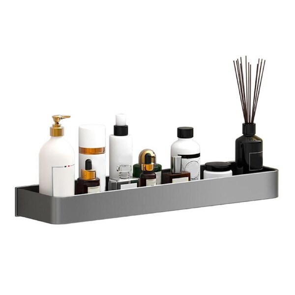 Wall Mounted Storage Shelves for Bathroom Space Aluminium Shower Storage Rack Bathroom Floating Shelf Gray 30cm Single Layer