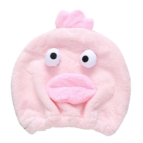 Quick Dry Hair Hat Elastic Strong Water Absorption Fine Fiber Skin Friendly Cartoon Hair Drying Towel Pink