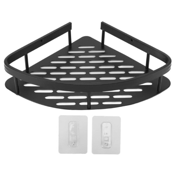 Triangular Shower Shelf Punch Free Rustproof Aluminum Shower Corner Shelf with Hollow Base for Bathroom Toilet Monolayer