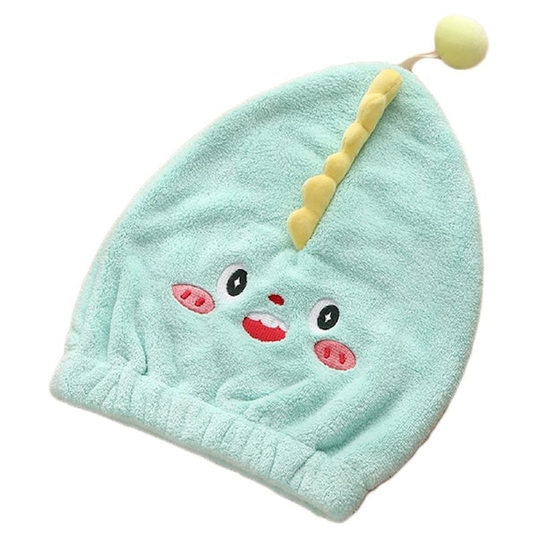 Hair Drying Caps Ultra Absorbent Microfiber Shower Wrap Towels Soft Cute Cartoon Quick Drying Bath Hat for Wet Long Thick Hair Dinosaur