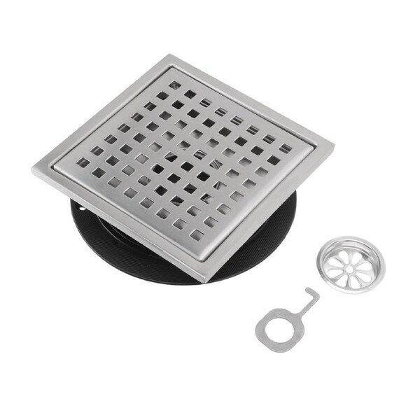 Floor Drain Square Rust Resistance Stainless Steel Shower Floor Drain with Removable Cover for Bathroom Kitchen Balcony