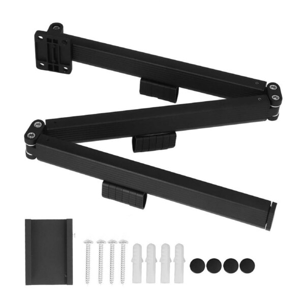 Laundry Drying Rack Retractable 3 Folding Wall Mounted Clothes Drying Rack for Entrance Bedroom Laundry Room Black