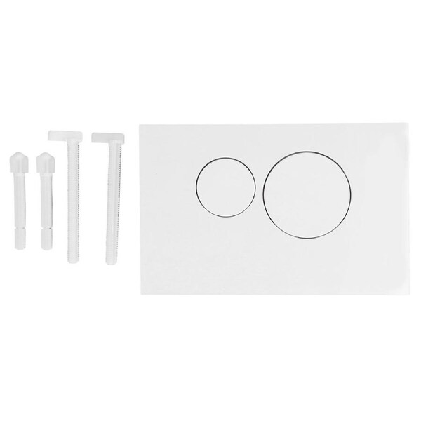 Toilet Water Tank Panel White ABS Squared Round Button Dual Flush Panel with Concealed Columns