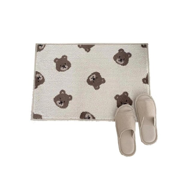 Bathroom Door Mat PVC Environment Friendly Squared Antiskid Soft Kitchen Floor Mat for Home Little Bear 40x120cm/15.7x47.2in