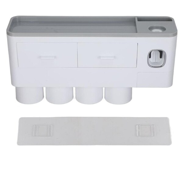 Hanging Magnetic Toothbrush Holder Set with Toothpaste Dispenser Squeezer Toiletry Drawer Holder for Bathroom