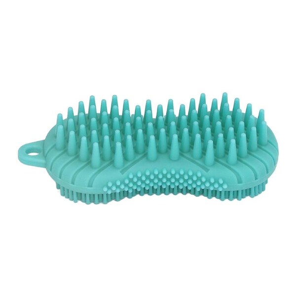 Silicone Body Scrubber Dual Side Ergonomic Handle Safe Silicone Body Massage Silicone Body Brush for Body Hair Green