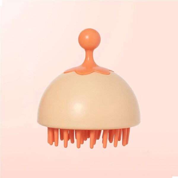 Scalp Brush Head Massage High Elasticity Fast Foaming Stimulate Blood Circulation Scalp Massager for Men Women Shampoo Orange
