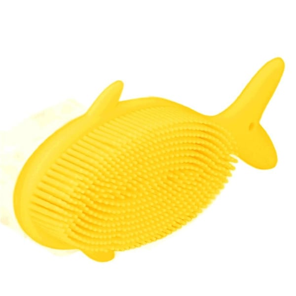 Baby Bath Brush Cartoon Whale Shape Silicone Soft Hair Baby Bath Shampoo Massage Cleaning Shower Brush Kids Bath Toys Yellow