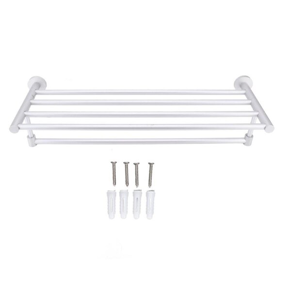 Aluminum Alloy Bathroom Towel Holder Wall Mounted 5 Bar Bath Towel Rack Storage Organizer Shelf